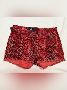 NWT Rock & Republic Haute Cheata Red Leopard Print Denim Shorts